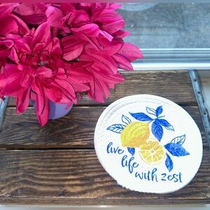 Live Life With Zest Lemon Decorative Round Trivet